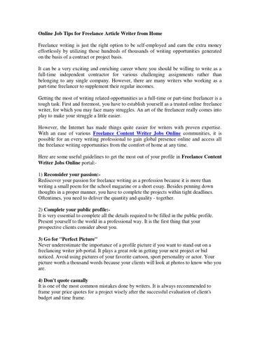 Article Writing Online Job