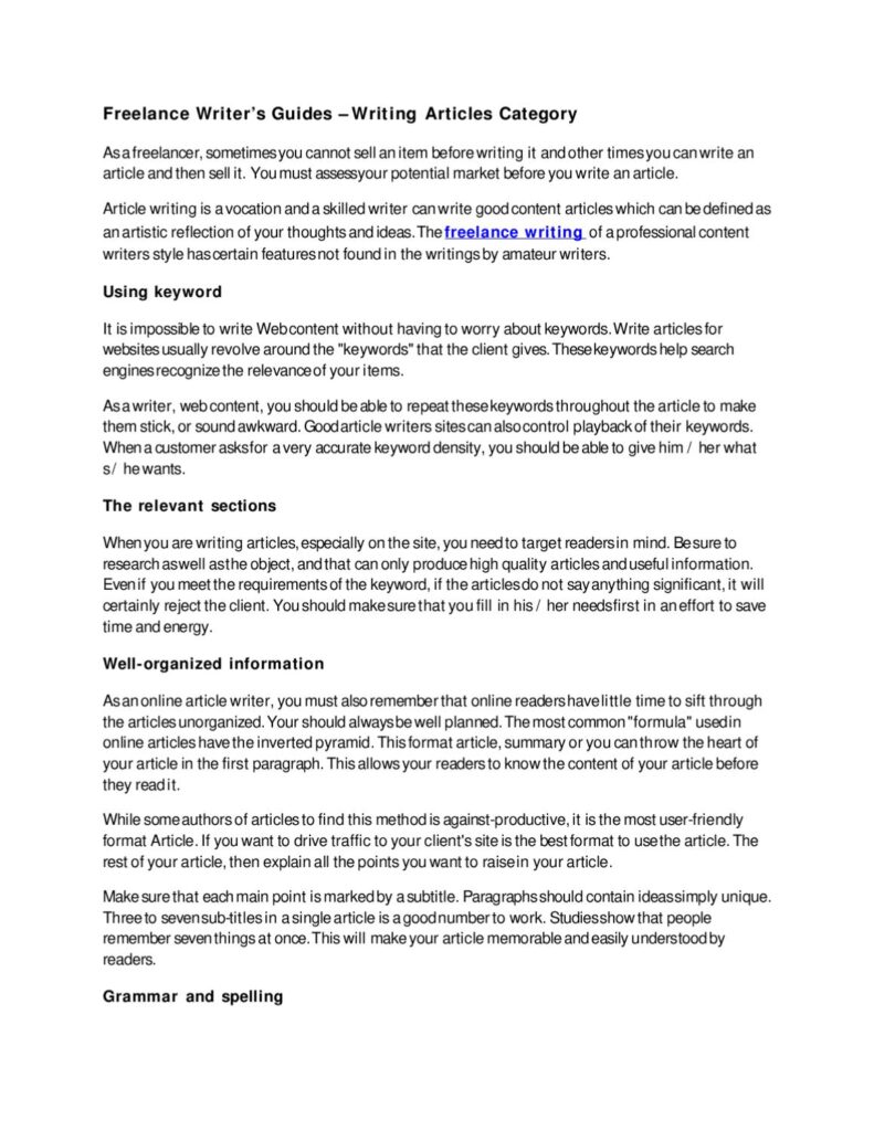 Freelance Article Writing Freelance Article Writing