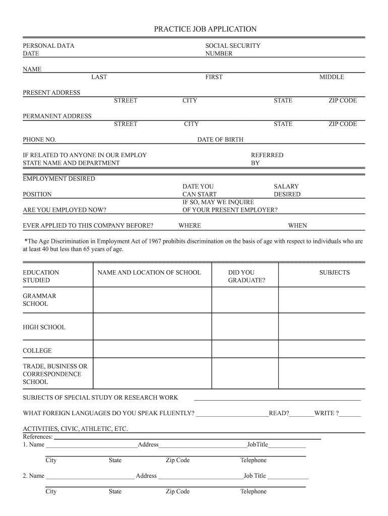 Online Job Application Practice