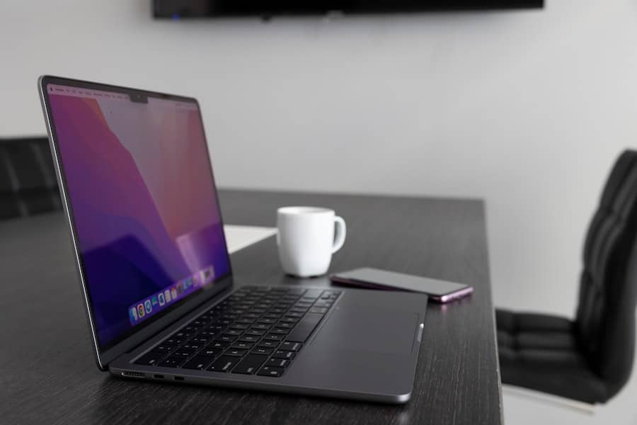 Laptop and coffee