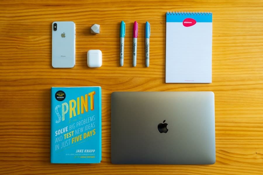 Laptop and books