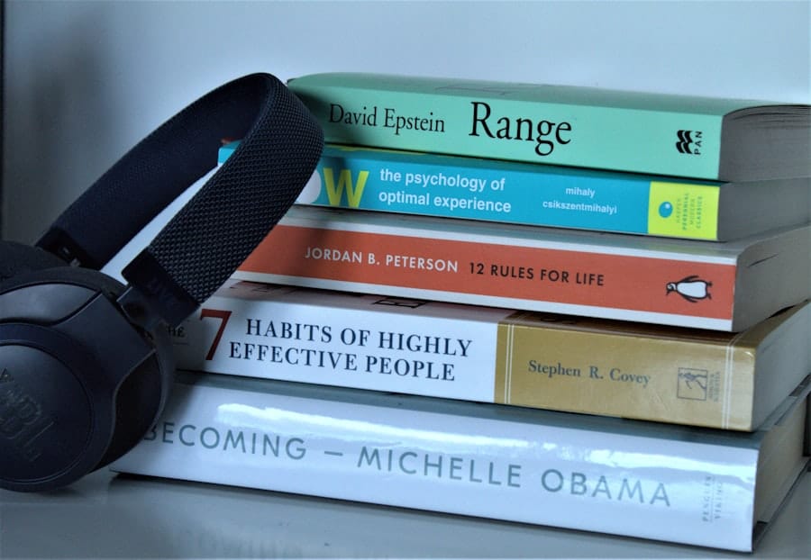 Laptop and textbooks
