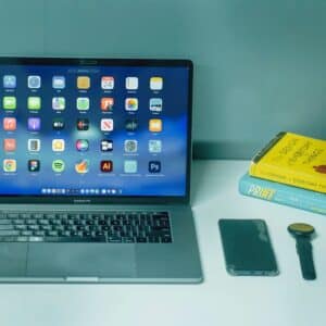 Photo Laptop and textbooks