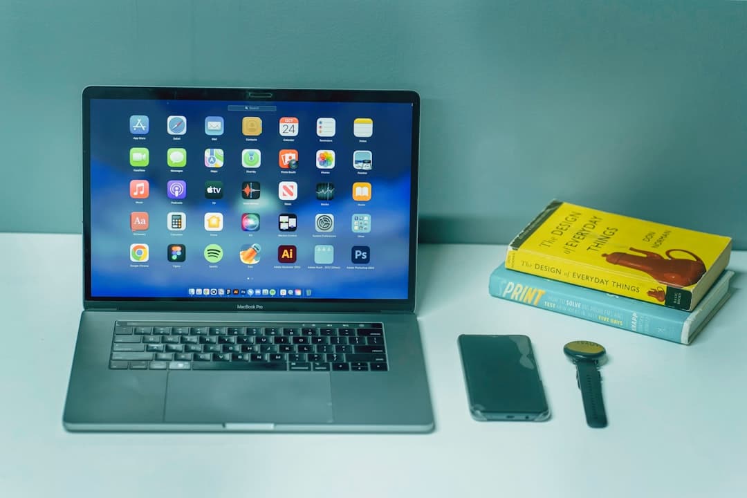 Photo Laptop and textbooks